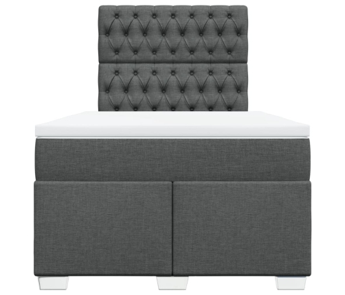 Cama box spring con colchón tela gris oscuro 120x190 cm