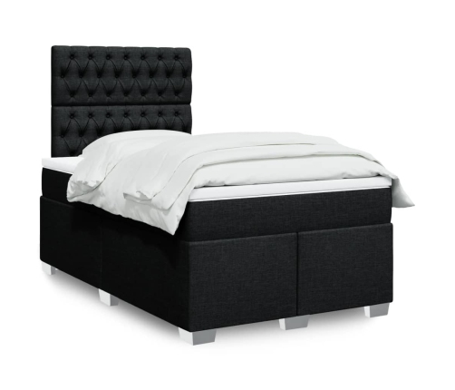 Cama box spring con colchón tela negro 120x190 cm