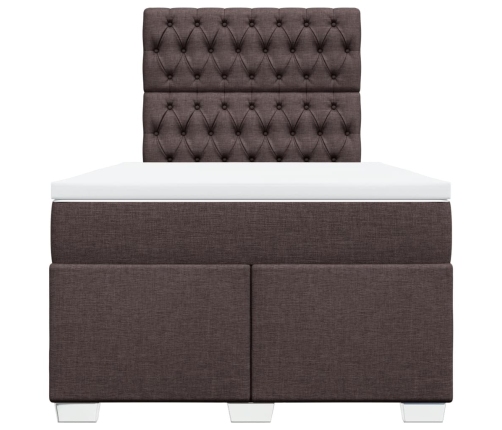 Cama box spring con colchón tela marrón oscuro 120x190 cm