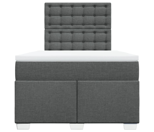 Cama box spring con colchón tela gris oscuro 120x190 cm