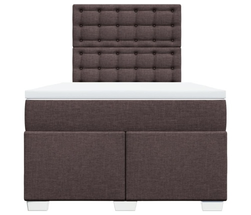 Cama box spring con colchón tela marrón oscuro 120x190 cm