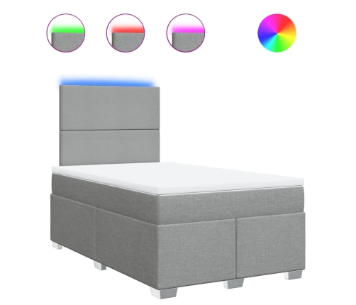 Cama box spring con colchón tela gris claro 120x200 cm