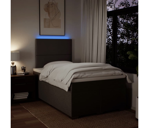 Cama box spring con colchón tela gris claro 120x200 cm