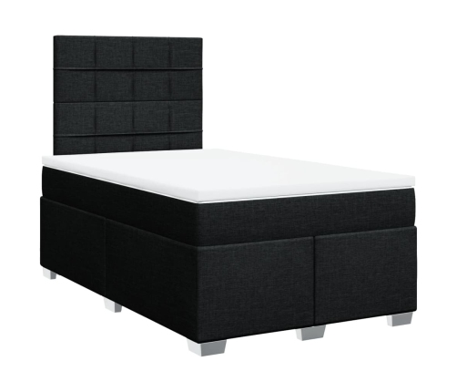 Cama box spring con colchón tela negro 120x200 cm