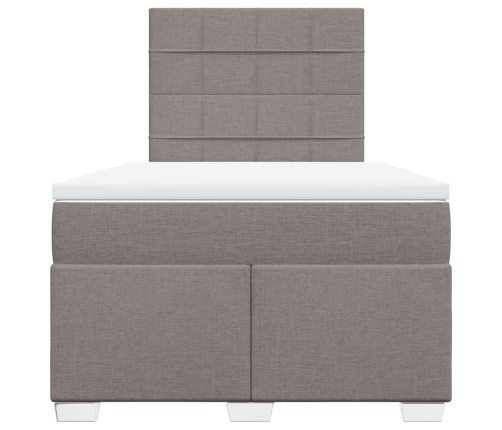 Cama box spring con colchón tela gris taupe 120x200 cm