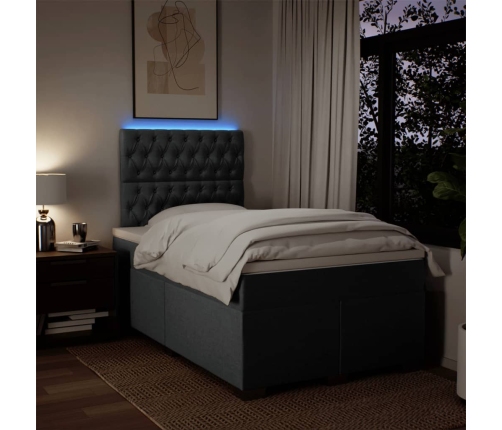 Cama box spring con colchón tela gris oscuro 120x200 cm