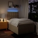 Cama box spring con colchón tela color crema 120x200 cm