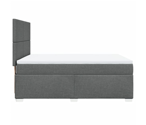 Cama box spring con colchón tela gris oscuro 140x190 cm