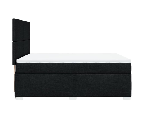 Cama box spring con colchón tela negro 140x190 cm