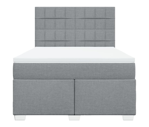 Cama box spring con colchón tela gris claro 140x190 cm