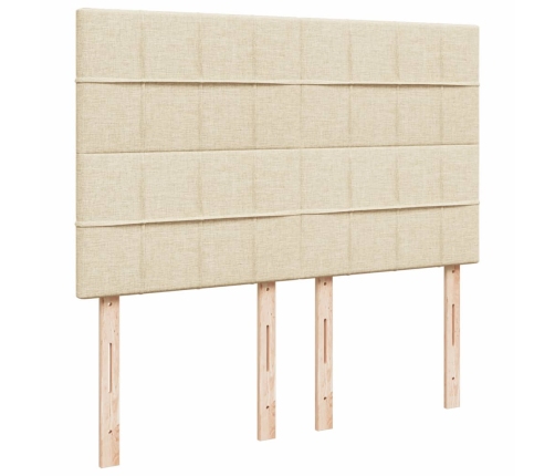 Cama box spring con colchón tela color crema 140x190 cm