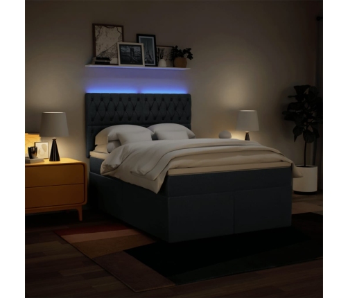Cama box spring con colchón tela azul 140x190 cm