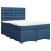 Cama box spring con colchón tela azul 140x190 cm