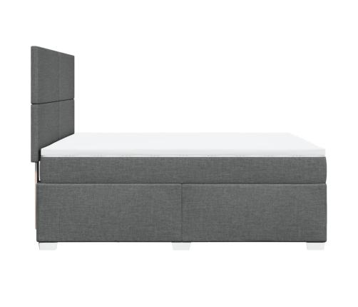 Cama box spring con colchón tela gris oscuro 140x200 cm