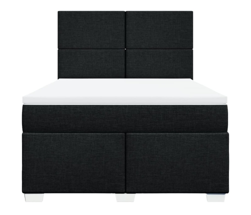 Cama box spring con colchón tela negro 140x200 cm