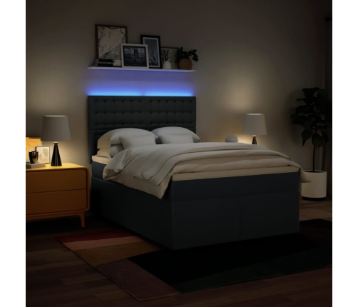 Cama box spring con colchón tela azul 140x200 cm