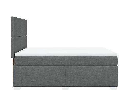 Cama box spring con colchón tela gris oscuro 160x200 cm