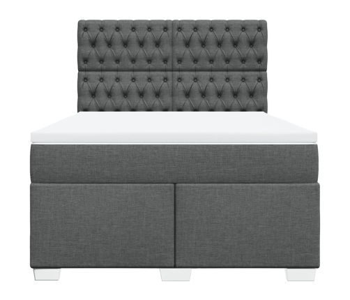 Cama box spring con colchón tela gris oscuro 160x200 cm