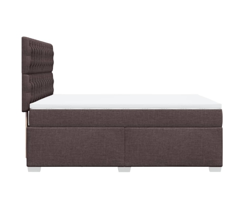 Cama box spring con colchón tela marrón oscuro 160x200 cm