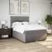 Cama box spring con colchón tela gris taupe 160x200 cm