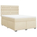 Cama box spring con colchón tela color crema 160x200 cm