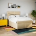 Cama box spring con colchón tela color crema 160x200 cm