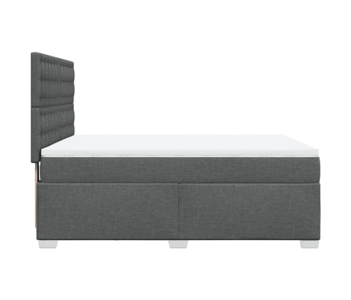 Cama box spring con colchón tela gris oscuro 160x200 cm