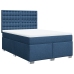 Cama box spring con colchón tela azul 160x200 cm