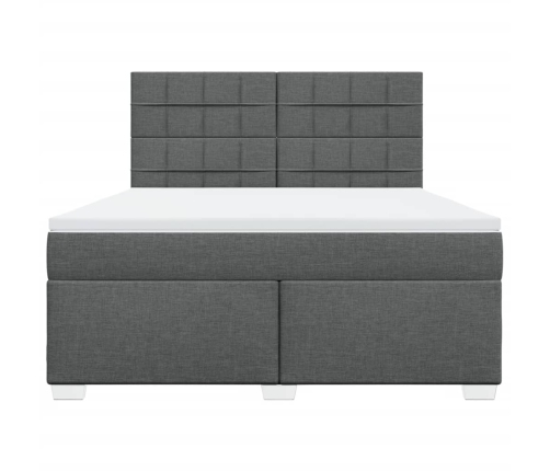 Cama box spring con colchón tela gris oscuro 180x200 cm