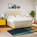 Cama box spring con colchón tela color crema 180x200 cm