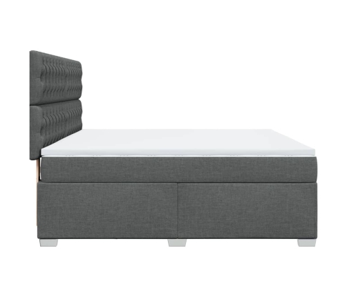 Cama box spring con colchón tela gris oscuro 180x200 cm