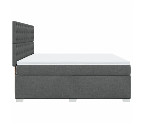 Cama box spring con colchón tela gris oscuro 180x200 cm