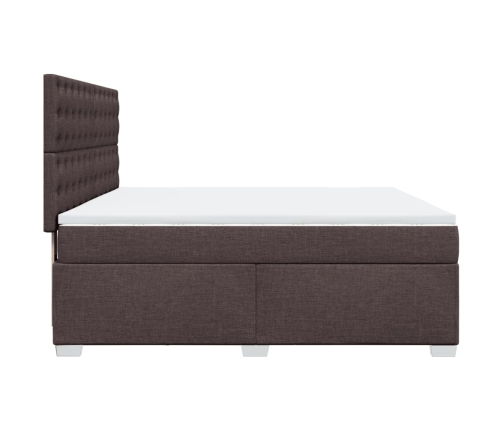 Cama box spring con colchón tela marrón oscuro 180x200 cm