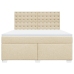 Cama box spring con colchón tela color crema 180x200 cm