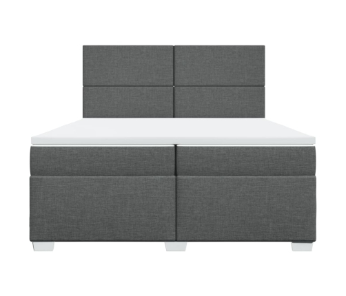 Cama box spring con colchón tela gris oscuro 200x200 cm