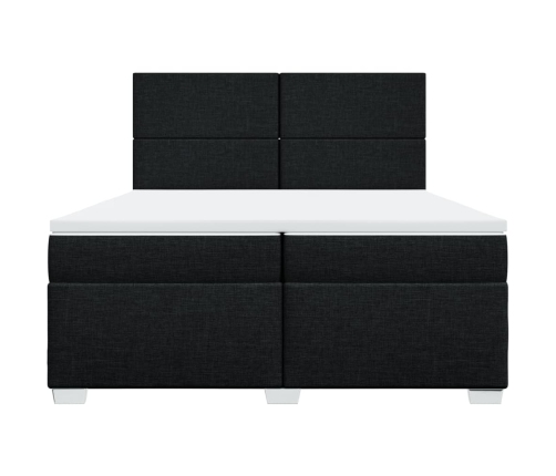 Cama box spring con colchón tela negro 200x200 cm