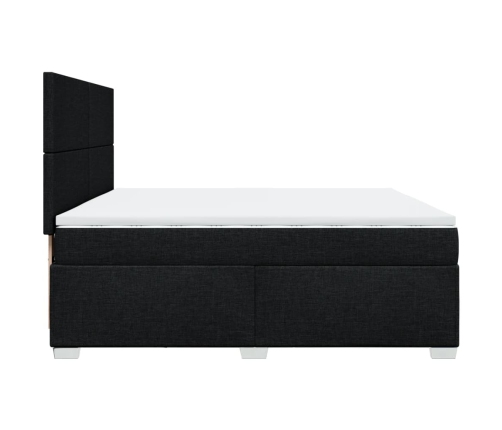 Cama box spring con colchón tela negro 200x200 cm