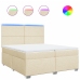 Cama box spring con colchón tela color crema 200x200 cm