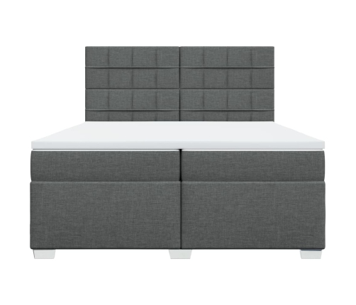 Cama box spring con colchón tela gris oscuro 200x200 cm