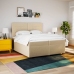 Cama box spring con colchón tela color crema 200x200 cm