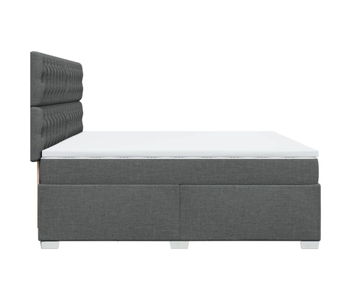 Cama box spring con colchón tela gris oscuro 200x200 cm