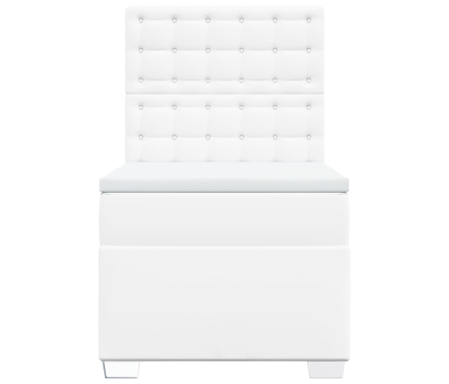 Cama box spring con colchón cuero sintético blanco 90x190 cm