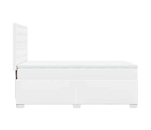 Cama box spring con colchón cuero sintético blanco 90x190 cm