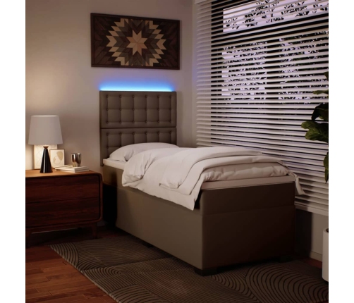 Cama box spring con colchón cuero sintético capuchino 90x190 cm