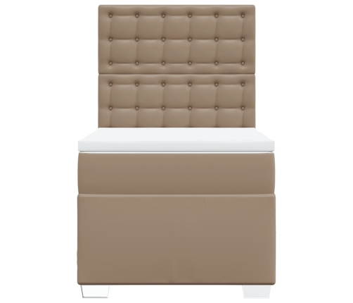 Cama box spring con colchón cuero sintético capuchino 90x190 cm