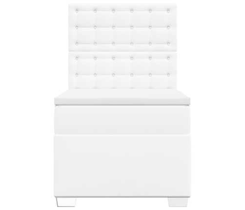 Cama box spring con colchón cuero sintético blanco 90x190 cm