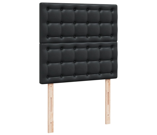 Cama box spring con colchón cuero sintético negro 100x200 cm