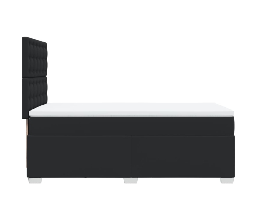 Cama box spring con colchón cuero sintético negro 100x200 cm