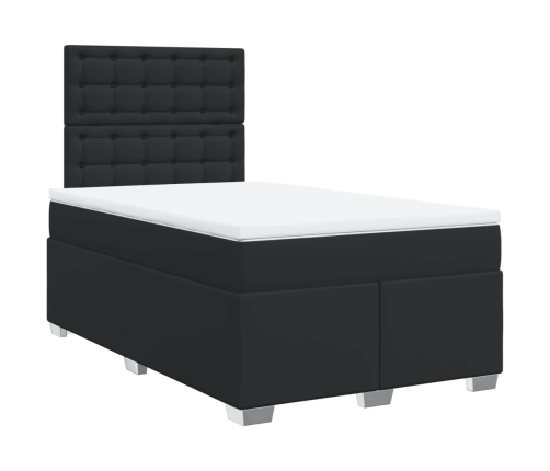 Cama box spring con colchón cuero sintético negro 120x190 cm