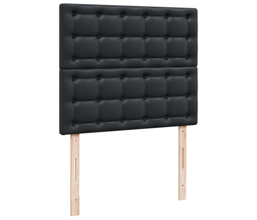 Cama box spring con colchón cuero sintético negro 120x190 cm